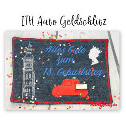 ITH Stickdatei - Glückwunschkarte Auto Geldschlitz